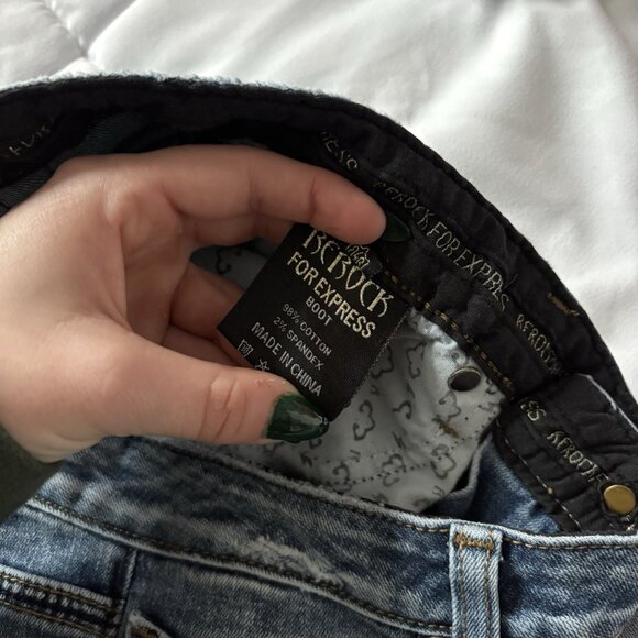 Rerock For Express Jeans Womens 8S Blue Denim Cotton Low Rise Boot Cut VTG Y2K - Picture 12 of 15